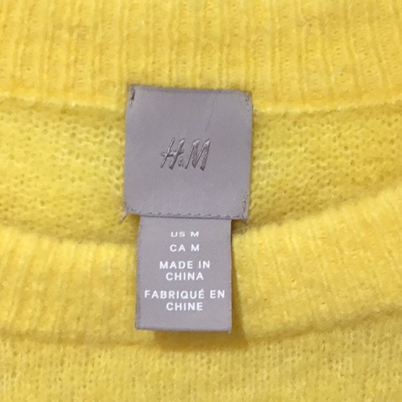 H&M wool alpaca  blend soft yellow knit sweater M - Picture 2 of 5